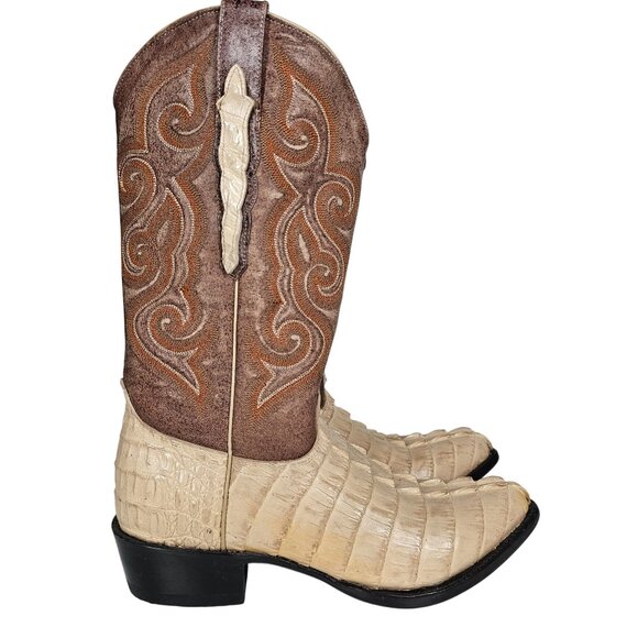 Sedona West Men's Genuine Hornback Caiman Tail Cut Cowboy Boots Tan Brown 6.5D - Picture 9 of 15